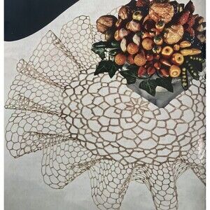 Vintage 1950s Ruffled Lace CAT'S CRADLE Crochet Pattern 16" Table Top Ecru Doily